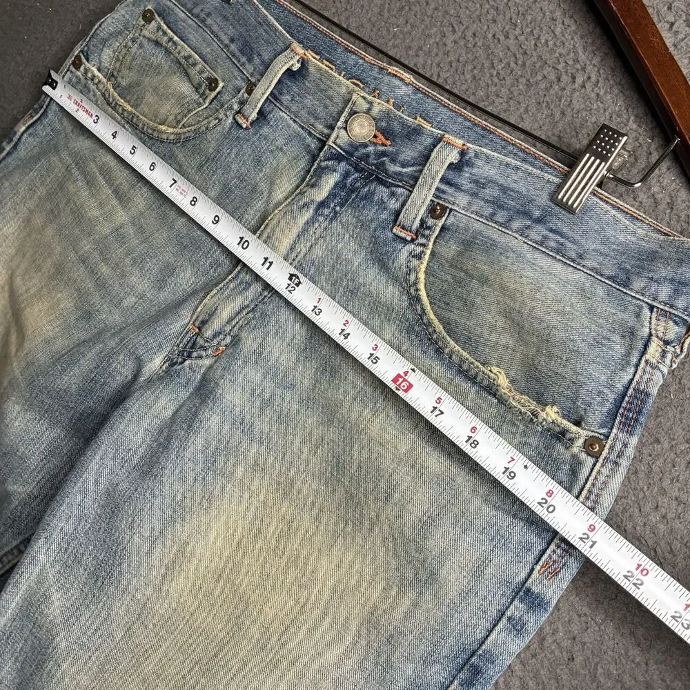 VTG American Eagle Jeans Mens Bootcut 36x30 Light Wash Whiskered Y2K